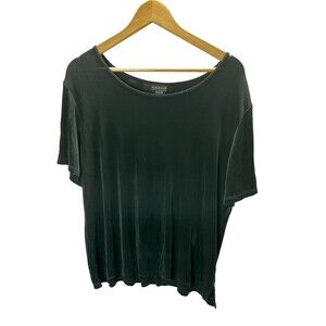 CitiKnits Top Women's Size 1X Black Stretchy Slinky Short Sleeve Shirt Blouse